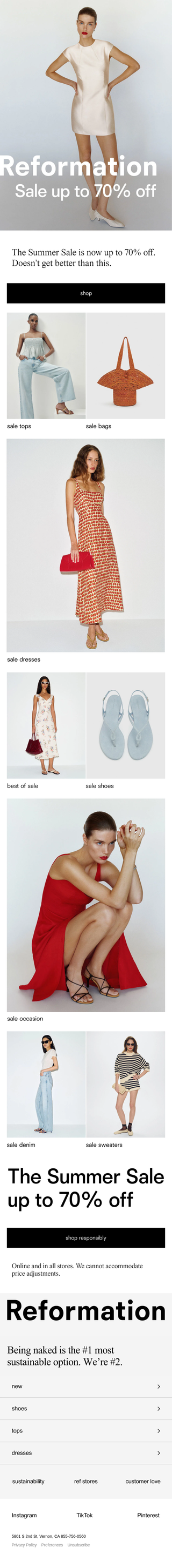 Reformation: SALE’S UP TO 70% OFF