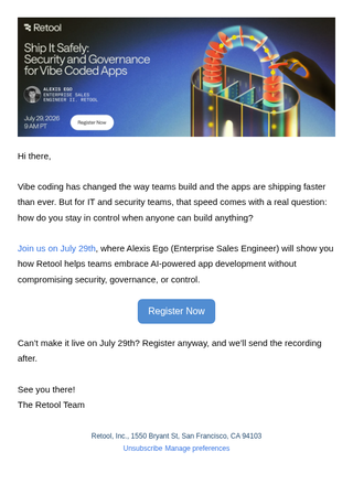 Retool email: Vibe coding is here. Is your security keeping up?