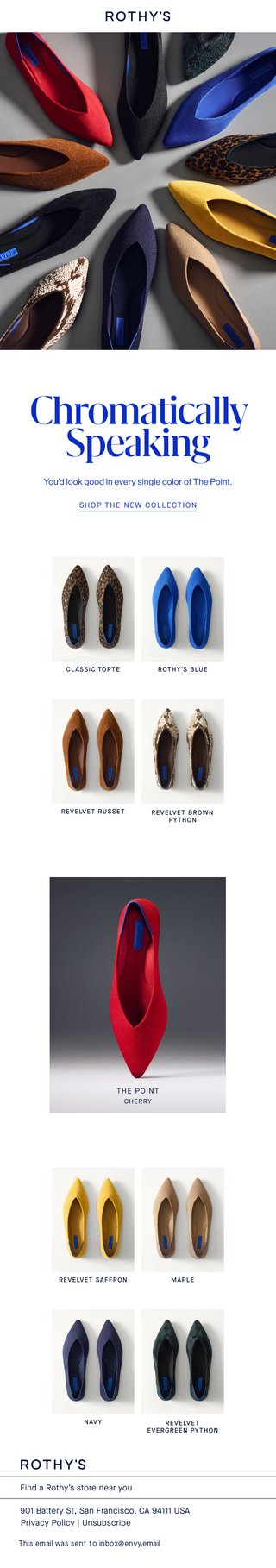 Rothy's: The Point? We love color.