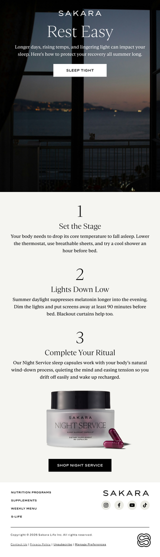 Sakara email: The Secret to Better Summer Sleep