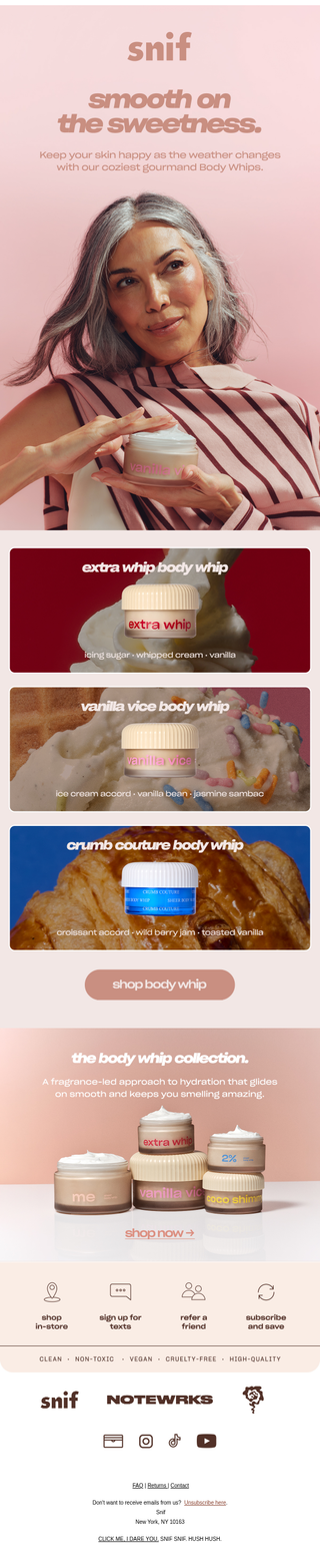 Snif: Go gourmand with body care 🧁🍦🥐