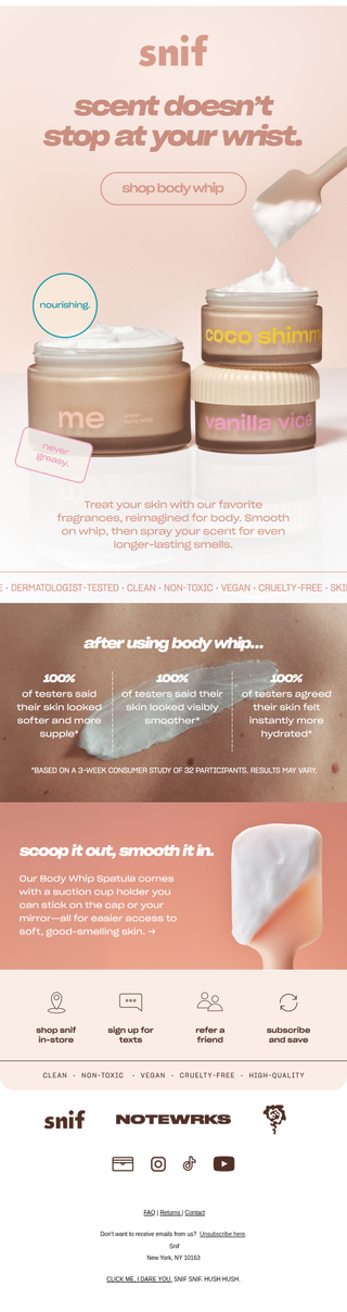 Snif: Where fragrance meets body care.