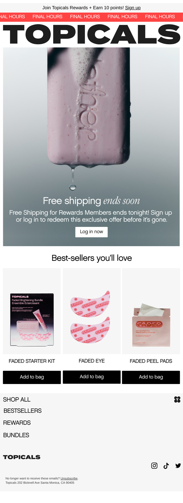 Topicals email: LAST CALL for Free Shipping ⌛