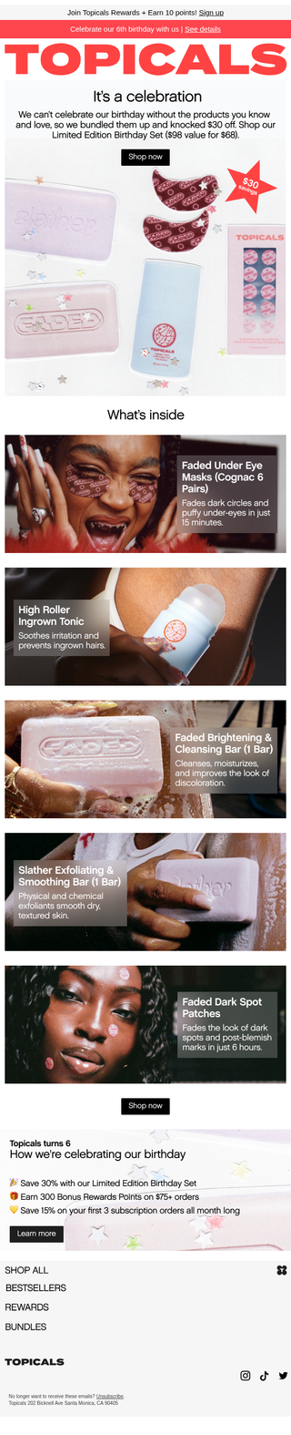 Topicals email: Save $30 On Our Best-Selling Products