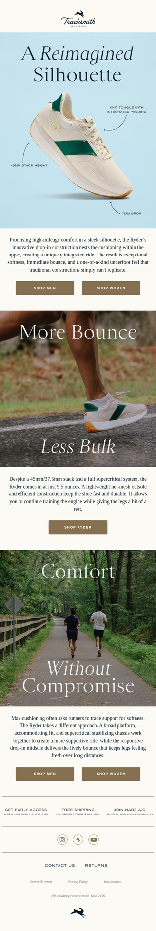 Tracksmith email: Behind the Bounce